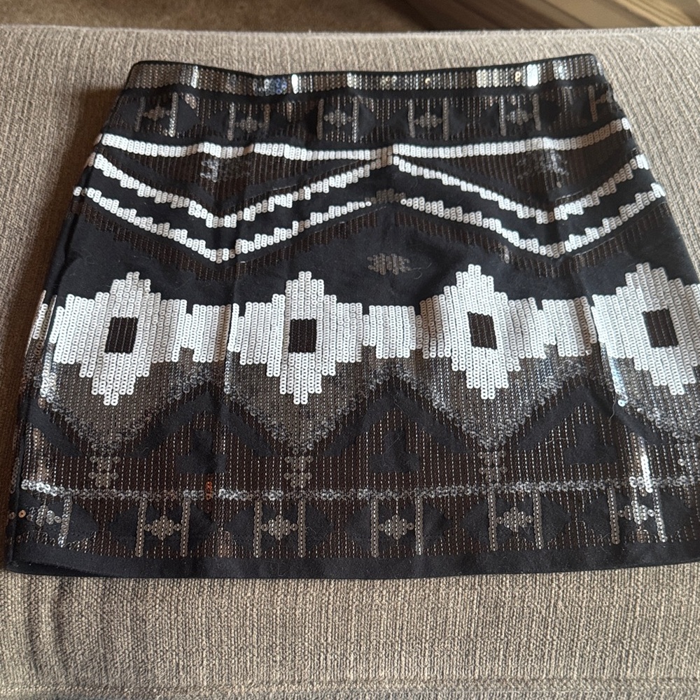 Express Black and White Patterned Mini Skirt